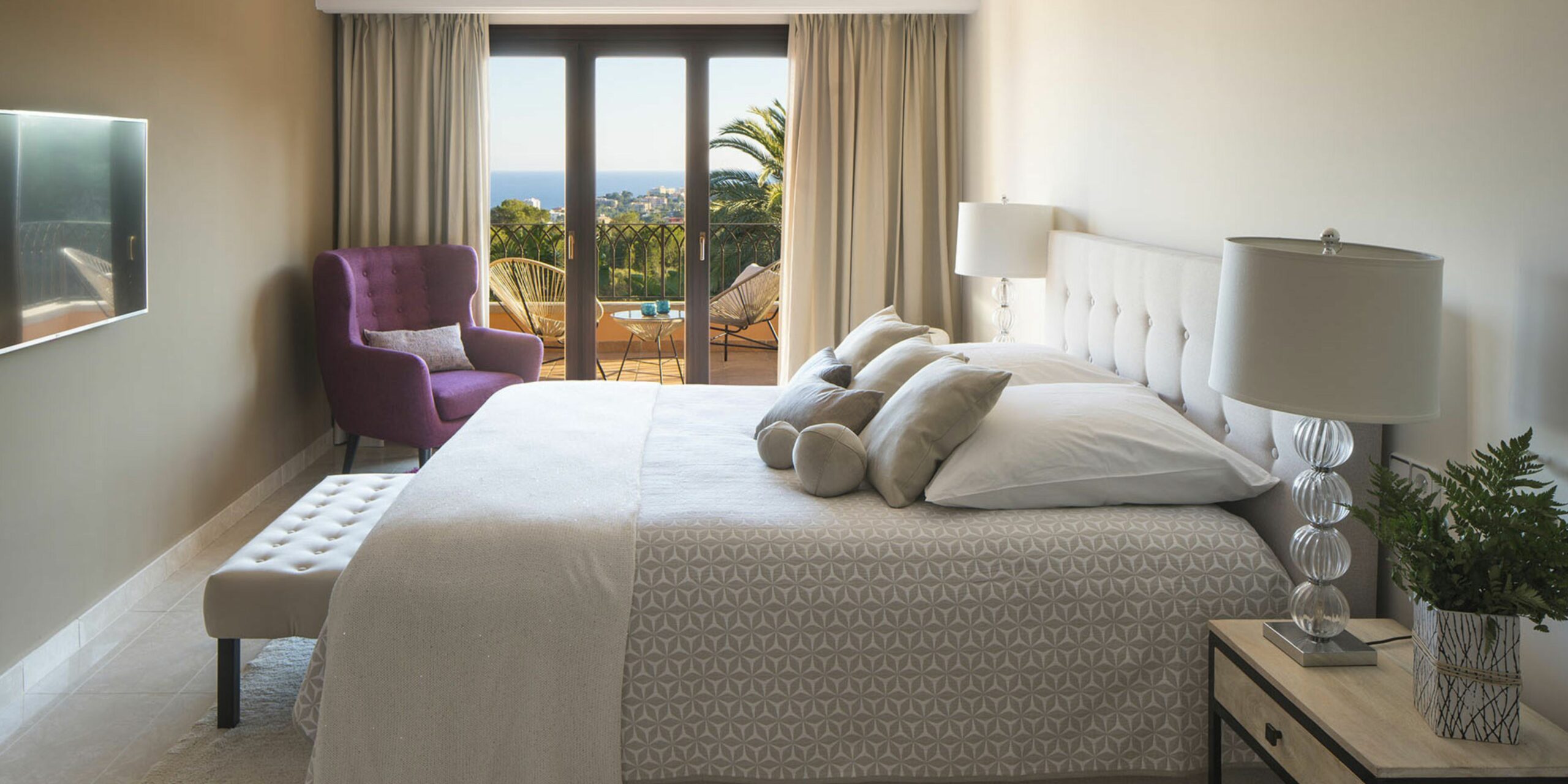 L'une des chambres de la villa de luxe de Palma de Majorque