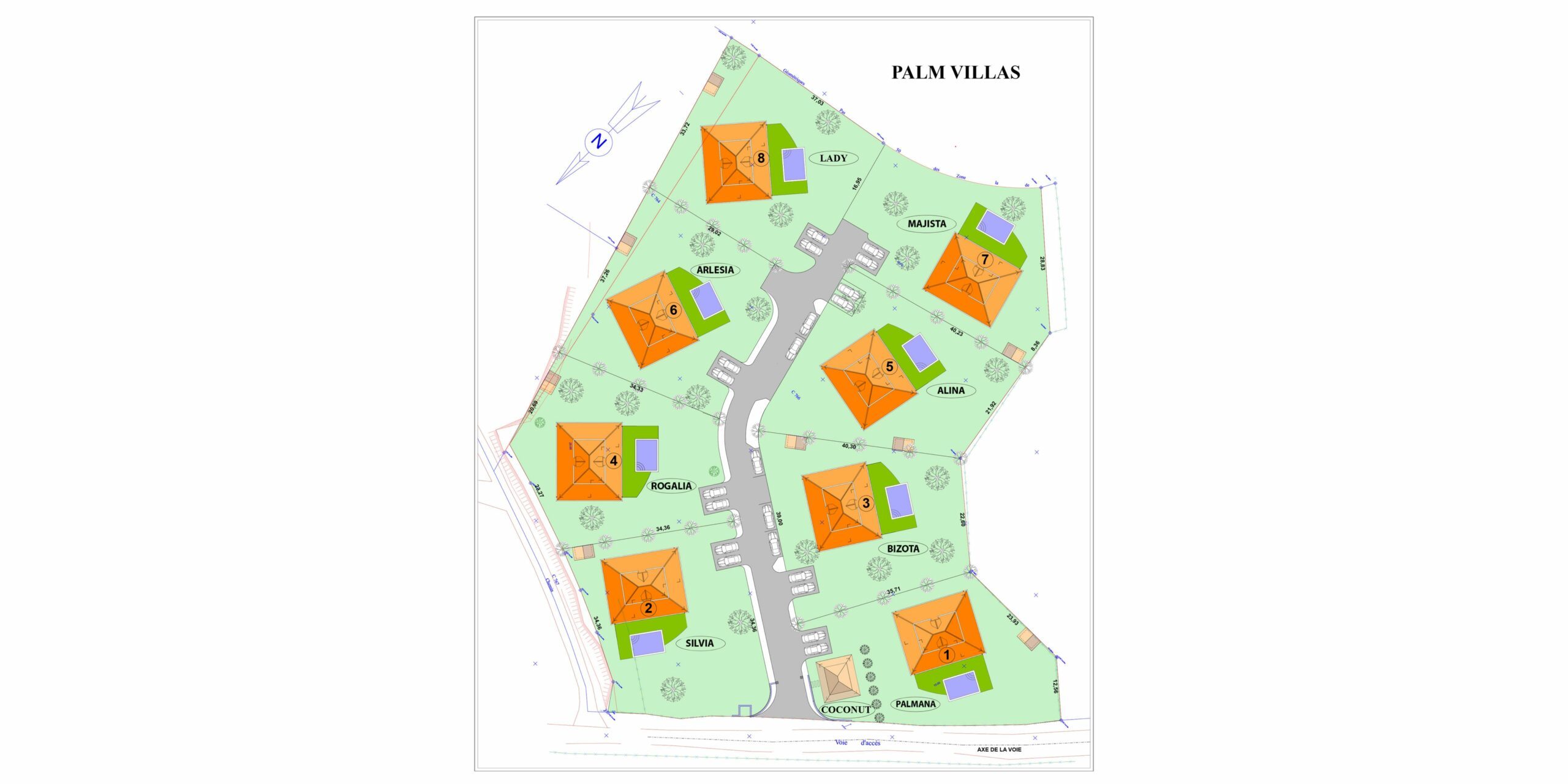 Le plan du Domaine Palm Villas en Martinique